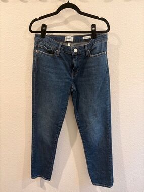 Frame Denim Cropped Ankle Slim Jeans in Medium Blue Wash